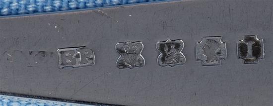 A set of six Irish silver bright cut engraved dessert spoons, Length: 7 ¼/181mm Total Weight: 7.3oz/208grms